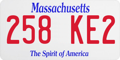 MA license plate 258KE2