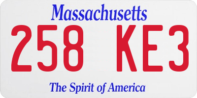 MA license plate 258KE3