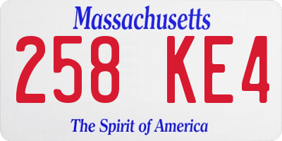 MA license plate 258KE4