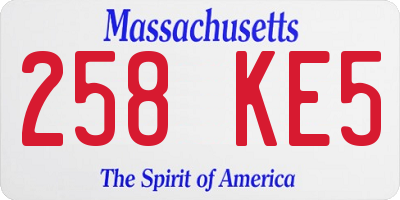 MA license plate 258KE5