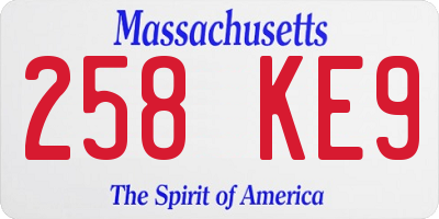 MA license plate 258KE9