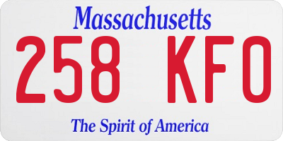 MA license plate 258KF0