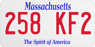MA license plate 258KF2