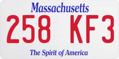 MA license plate 258KF3