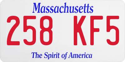 MA license plate 258KF5