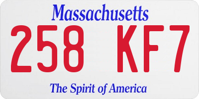 MA license plate 258KF7