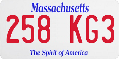 MA license plate 258KG3