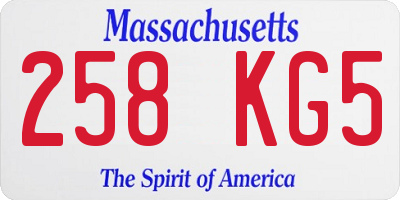MA license plate 258KG5
