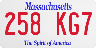 MA license plate 258KG7