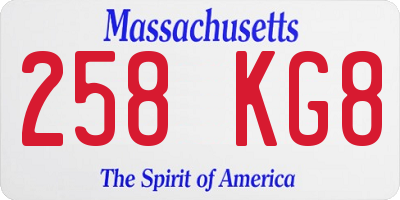MA license plate 258KG8