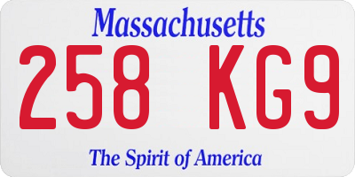 MA license plate 258KG9