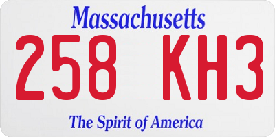 MA license plate 258KH3