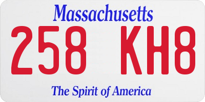MA license plate 258KH8