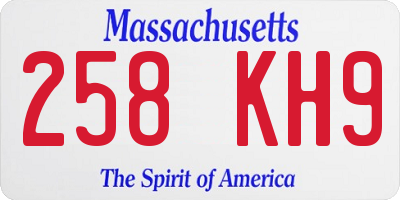 MA license plate 258KH9
