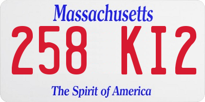MA license plate 258KI2