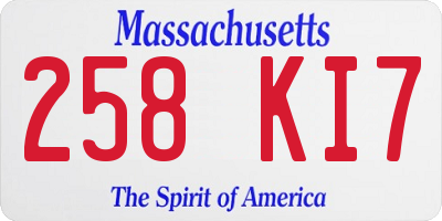 MA license plate 258KI7