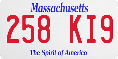 MA license plate 258KI9