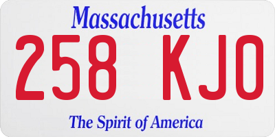 MA license plate 258KJ0
