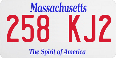 MA license plate 258KJ2