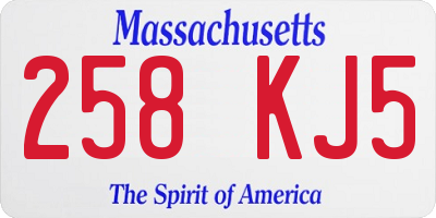 MA license plate 258KJ5