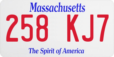 MA license plate 258KJ7