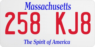 MA license plate 258KJ8