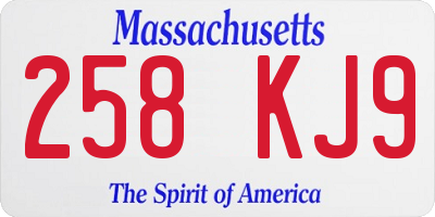MA license plate 258KJ9