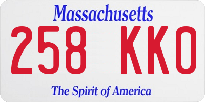 MA license plate 258KK0
