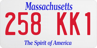 MA license plate 258KK1