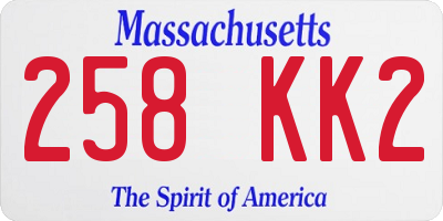 MA license plate 258KK2
