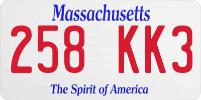 MA license plate 258KK3