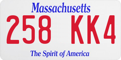 MA license plate 258KK4