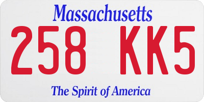 MA license plate 258KK5