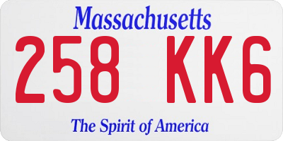 MA license plate 258KK6