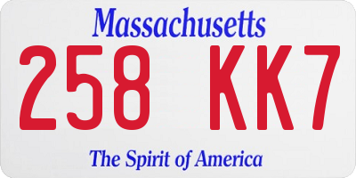 MA license plate 258KK7