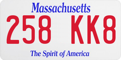 MA license plate 258KK8
