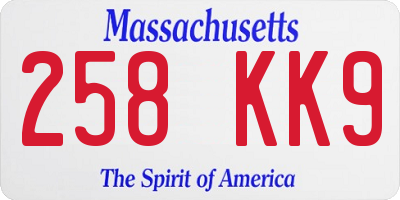 MA license plate 258KK9