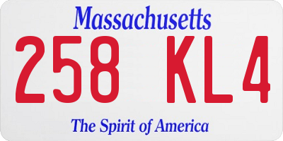 MA license plate 258KL4
