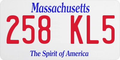 MA license plate 258KL5