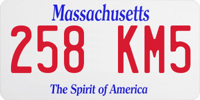 MA license plate 258KM5