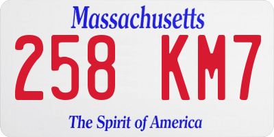 MA license plate 258KM7