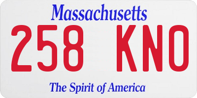 MA license plate 258KN0