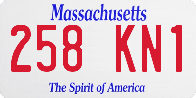 MA license plate 258KN1