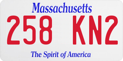 MA license plate 258KN2