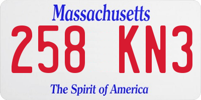 MA license plate 258KN3