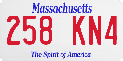 MA license plate 258KN4