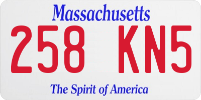 MA license plate 258KN5