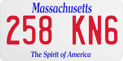 MA license plate 258KN6