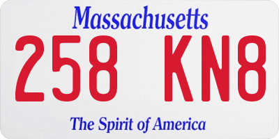 MA license plate 258KN8