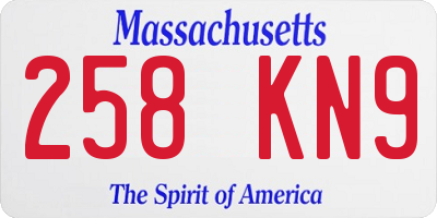 MA license plate 258KN9